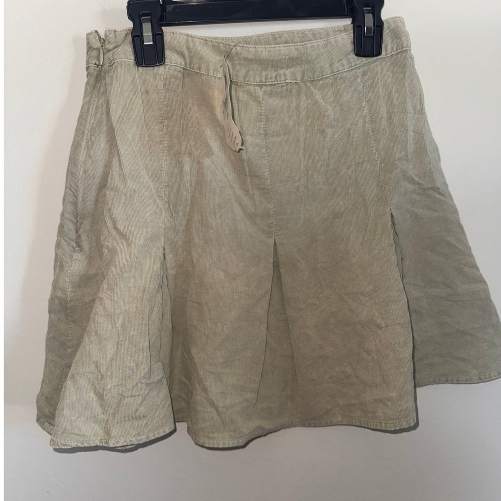 Altar'd State Corduroy Mini Skirt Light Sage Green Pleated Size S NEW - Picture 2 of 3
